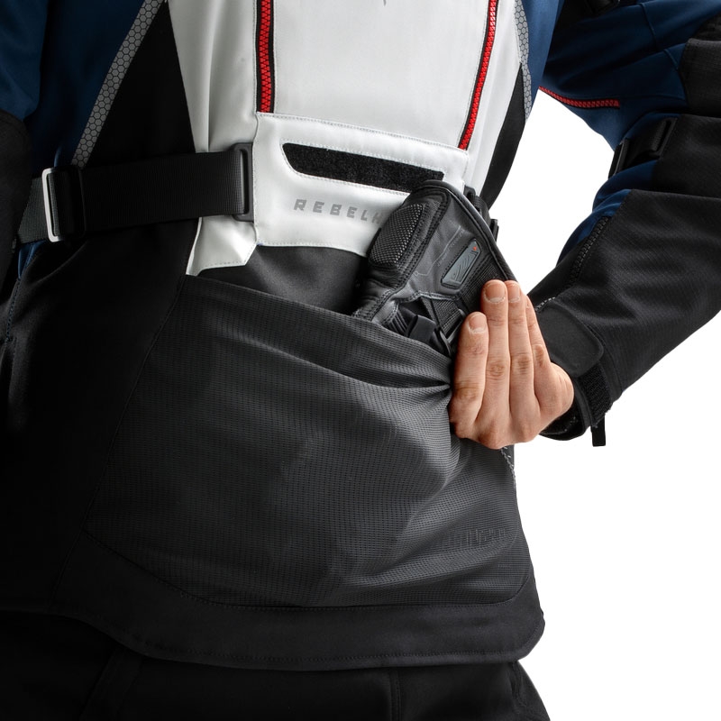 Blouson de moto Rebelhorn Hardy 3.0 bleu-gris-rouge - II. qualité