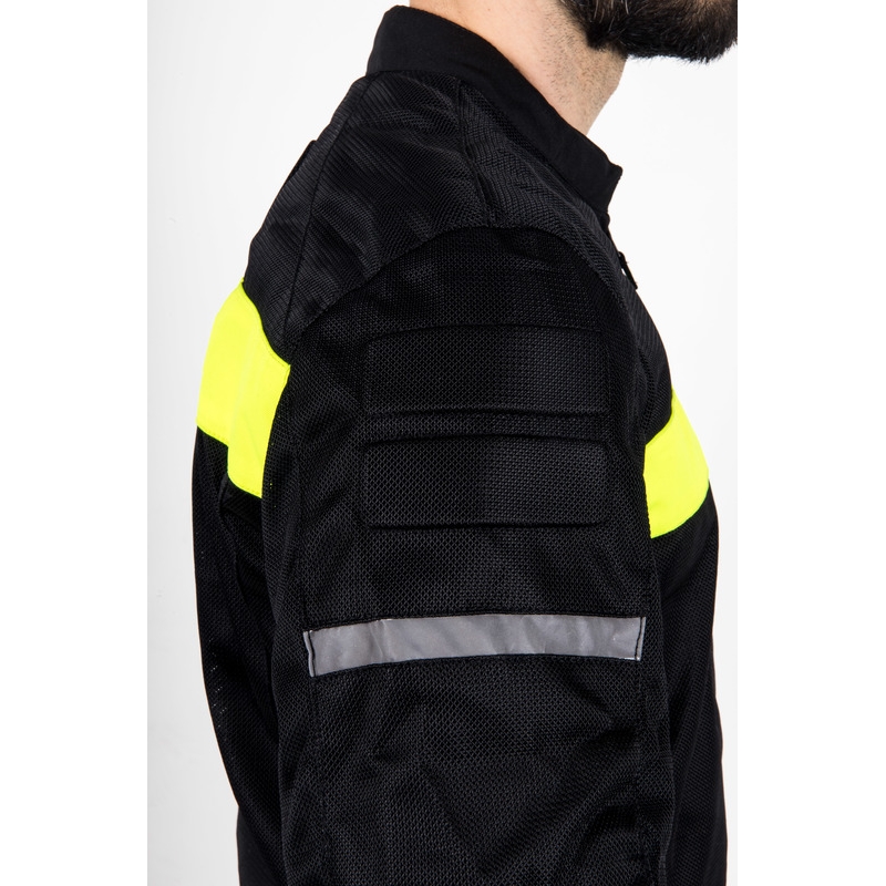 Blouson de moto Ozone Dart noir et jaune fluo - deuxième qualité - II. qualité