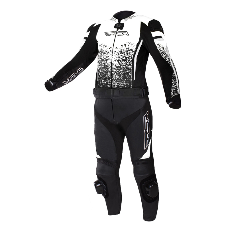 Combinaison de moto RSA GT2 noir et blanc en solde - seconde qualité soldes - II. qualité