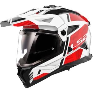 Casque moto enduro LS2 MX702 PIONEER II HILL blanc-rouge