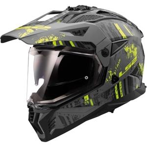 Casque moto enduro LS2 MX702 PIONEER II CRAZY noir-jaune fluo