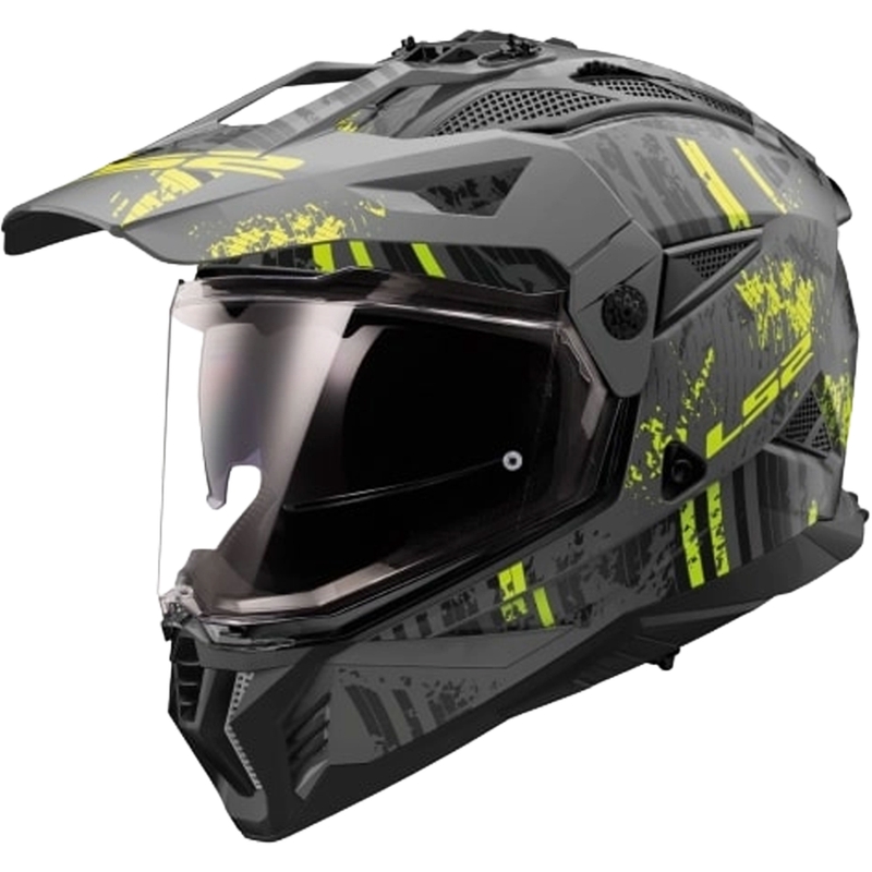 Casque de moto enduro LS2 MX702 PIONEER II CRAZY noir-jaune fluo