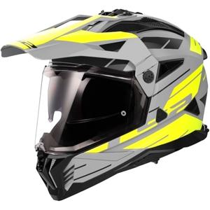 Casque moto enduro LS2 MX702 PIONEER II NAMIB gris-jaune fluo