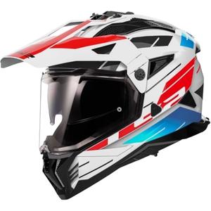 Casque moto enduro LS2 MX702 PIONEER II NAMIB blanc-bleu-rouge