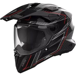 Casque moto enduro Airoh Commander 2 Carbon Stylish noir-rouge