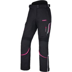 Pantalon de moto RSA Wasp noir, blanc et rose pour femmes