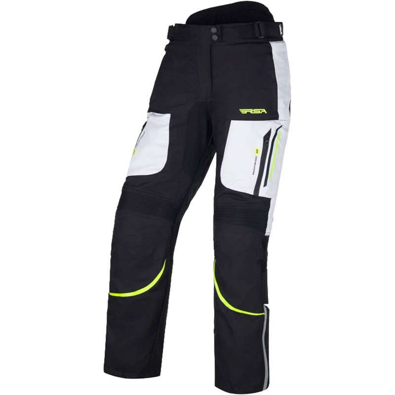 Pantalon de moto RSA Wasp noir-jaune fluo-blanc pour femme
