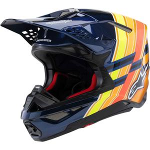 Casque motocross Alpinestars Supertech S-M10 TROY LEE DESIGNS bleu perle-orange fluo-jaune-rouge