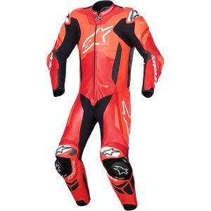 Combinaison moto Alpinestars GP Plus V4 Sprint en cuir, compatible Tech-Air, rouge fluo, blanc et noir