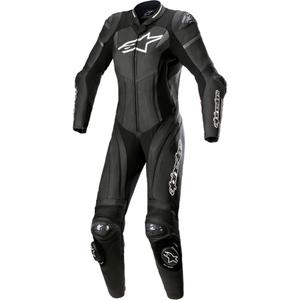 Combinaison de moto une pièce en cuir pour femmes Alpinestars STELLA GP PLUS 2 Noir-Blanc-Gris métallisé