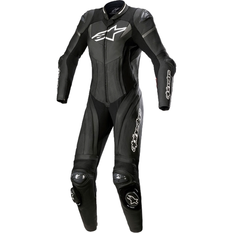 Combinaison de moto une pièce en cuir pour femmes Alpinestars STELLA GP PLUS 2 Noir-Blanc-Gris métallisé