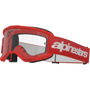 Lunettes de motocross Alpinestars Vision 3 Wordmark rouge avec plexi transparent