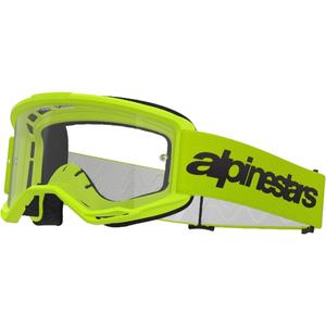 Lunettes de motocross Alpinestars Vision 3 Wordmark jaune fluo avec plexi transparent