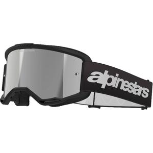 Lunettes de motocross Alpinestars Vision 3 Wordmark noir avec plexi argenté miroité