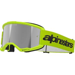 Lunettes de motocross Alpinestars Vision 3 Wordmark jaune fluo avec lentille radiale argentée