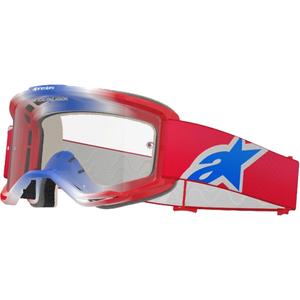Lunettes de motocross Alpinestars Vision 5 Corp rouge, blanc et bleu avec oculaire transparent