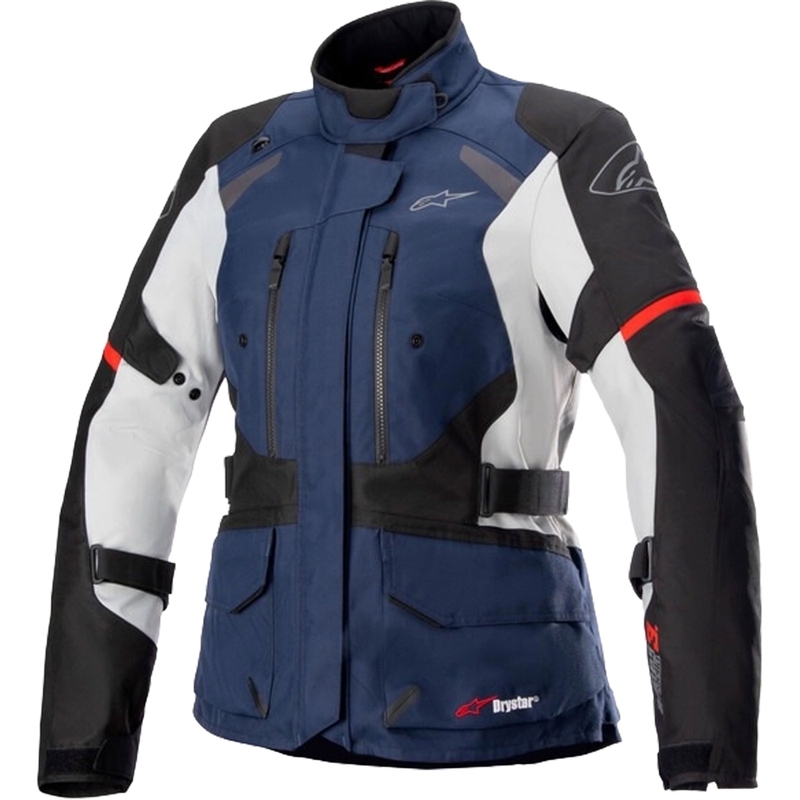 Blouson moto femme Alpinestars Stella Andes Drystar bleu foncé-noir-gris clair-rouge