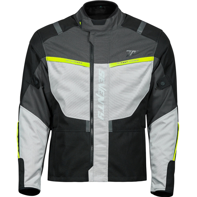 Blouson de moto pour femme Seventy Degrees SD-JT85 Tonale noir-gris-jaune fluo