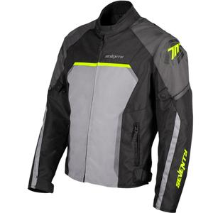 Blouson de moto Seventy Degrees SD-JR65 Piston noir-gris-jaune fluo