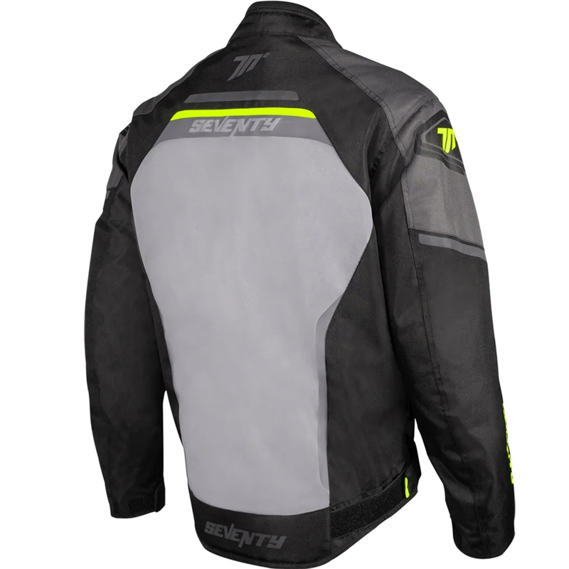 Blouson de moto Seventy Degrees SD-JR65 Piston noir-gris-jaune fluo