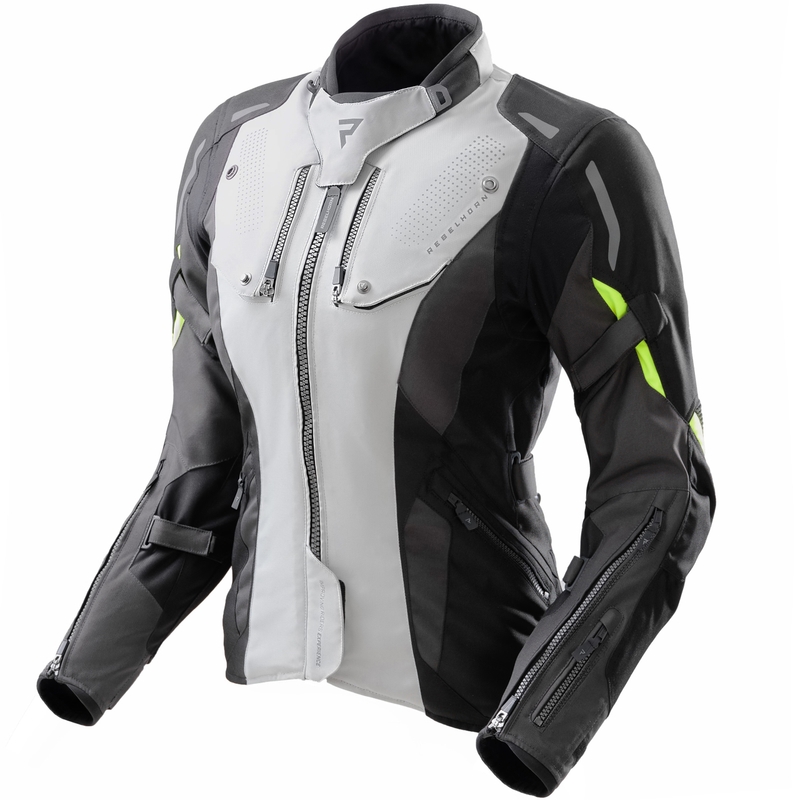 Blouson de moto pour femme Rebelhorn Hiker IV noir-gris-jaune fluo