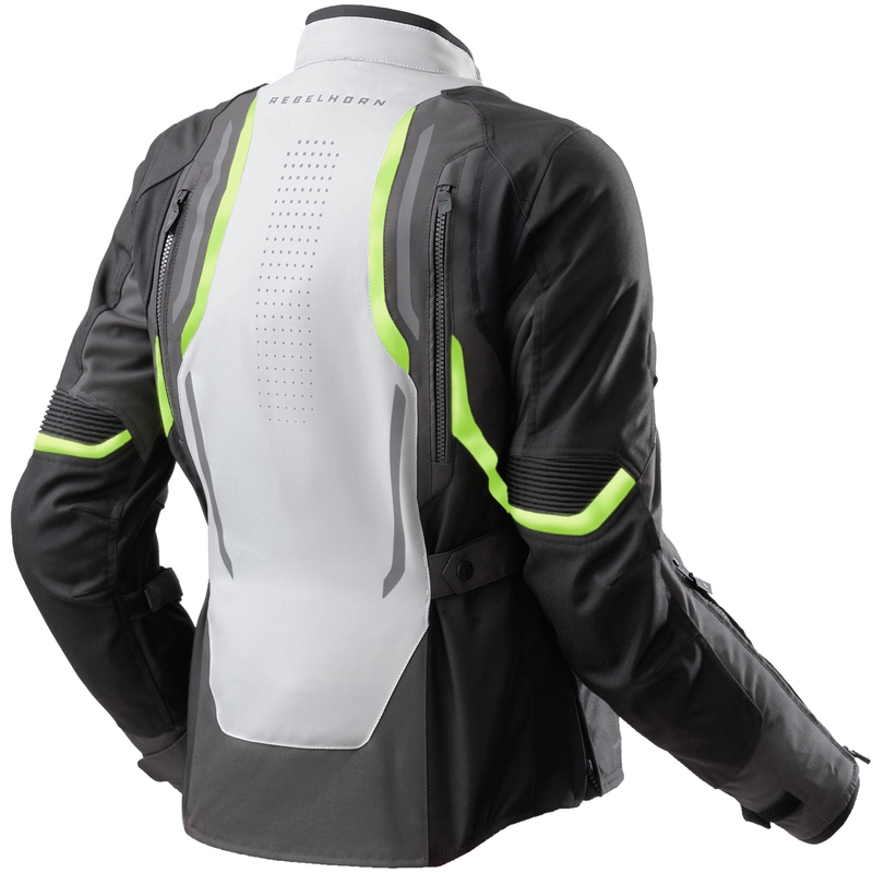 Blouson de moto pour femme Rebelhorn Hiker IV noir-gris-jaune fluo