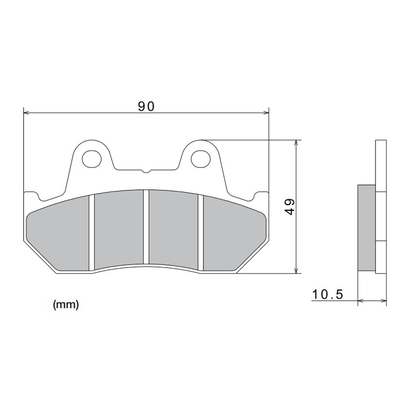 Plaquettes de frein NISSIN semi-métalliques 90 x 49 x 10,5 mm (2 unités)