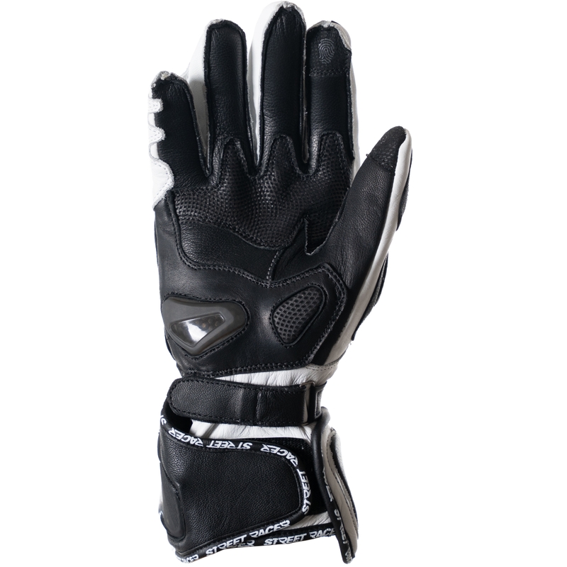 Gants de moto Street Racer Virus 2 noir et blanc