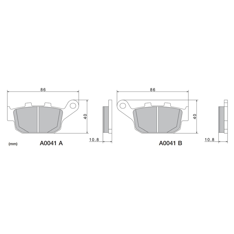 Plaquettes de frein NISSIN semi-métalliques 86 x 40 x 10,8 mm (2 pièces)
