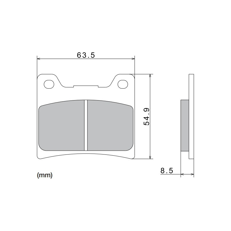 Plaquettes de frein NISSIN semi-métalliques 63,5 x 54,9 x 8,5 mm (2 pièces)