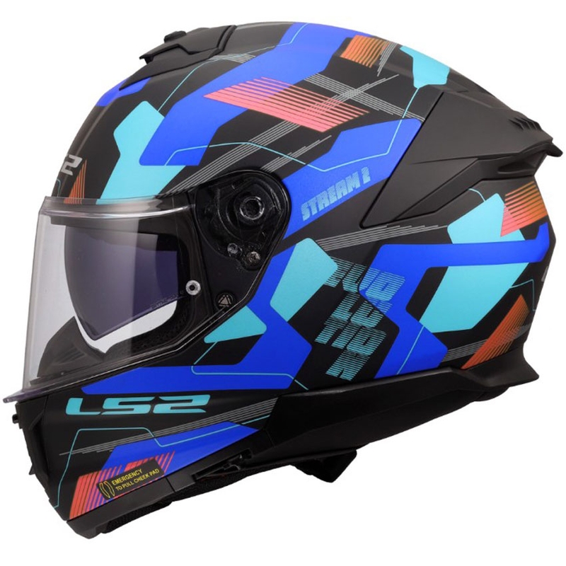 Casque intégral de moto LS2 FF808 Stream II Mika noir mat-bleu