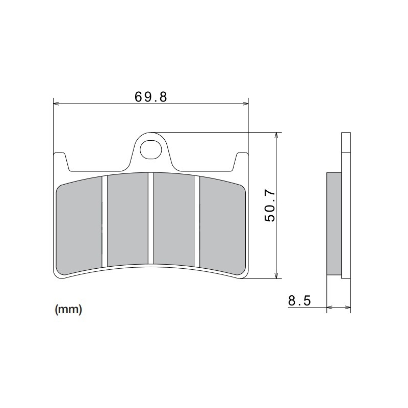 Plaquettes de frein NISSIN semi-métalliques 69,8 x 50,7 x 8,5 mm (2 pièces)