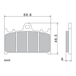 Plaquettes de frein NISSIN semi-métalliques 69,8 x 46,5 x 8 mm (2 pièces)
