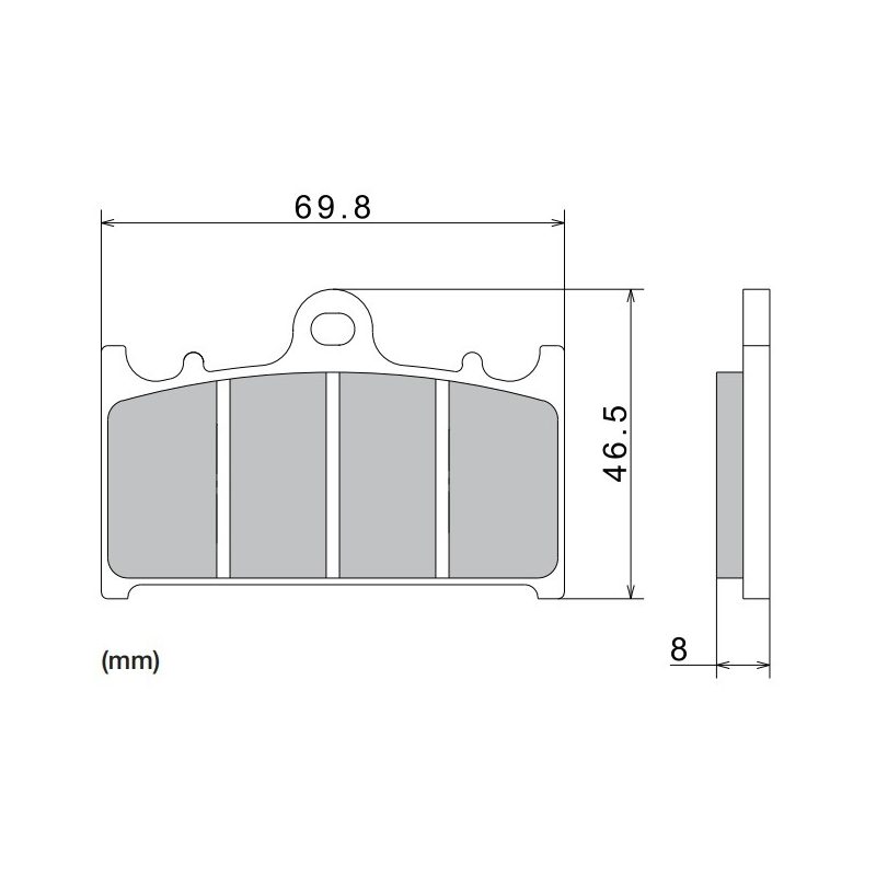 Plaquettes de frein NISSIN semi-métalliques 69,8 x 46,5 x 8 mm (2 pièces)