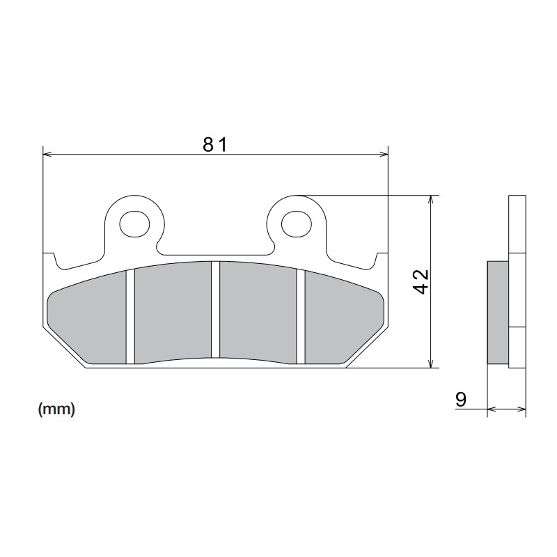 Plaquettes de frein NISSIN semi-métalliques 81 x 42 x 9 mm (2 pièces)