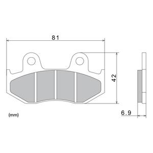 Plaquettes de frein NISSIN semi-métalliques, 81 x 42 x 6,9 mm, lot de 2