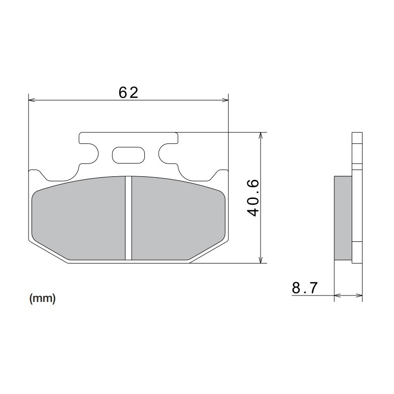 Plaquettes de frein NISSIN semi-métalliques 62 x 40,6 x 8,7 mm (2 pièces)