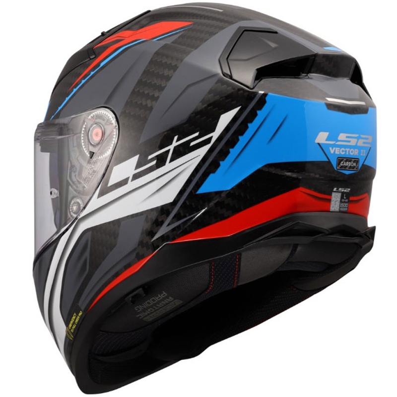 Casque intégral de moto LS2 FF811 Vector II C Savage blanc-bleu-rouge