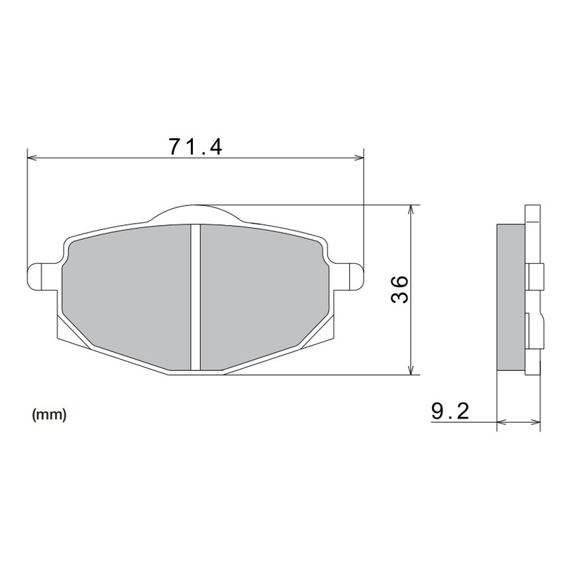 Plaquettes de frein NISSIN semi-métalliques 71,4 x 36 x 9,2 mm (2 pièces)