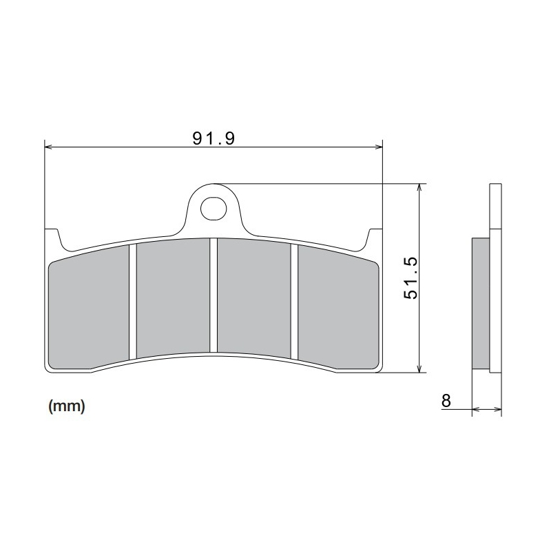 Plaquettes de frein NISSIN semi-métalliques 91,9 x 51,5 x 8 mm (2 unités)