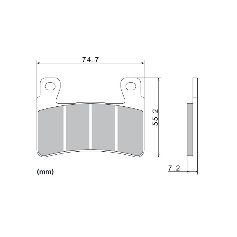 Plaquettes de frein NISSIN semi-métalliques, 74,7 x 55,2 x 7,2 mm, lot de 2