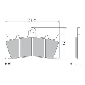 Plaquettes de frein NISSIN semi-métalliques 89,7 x 52 x 8 mm (2 pièces)