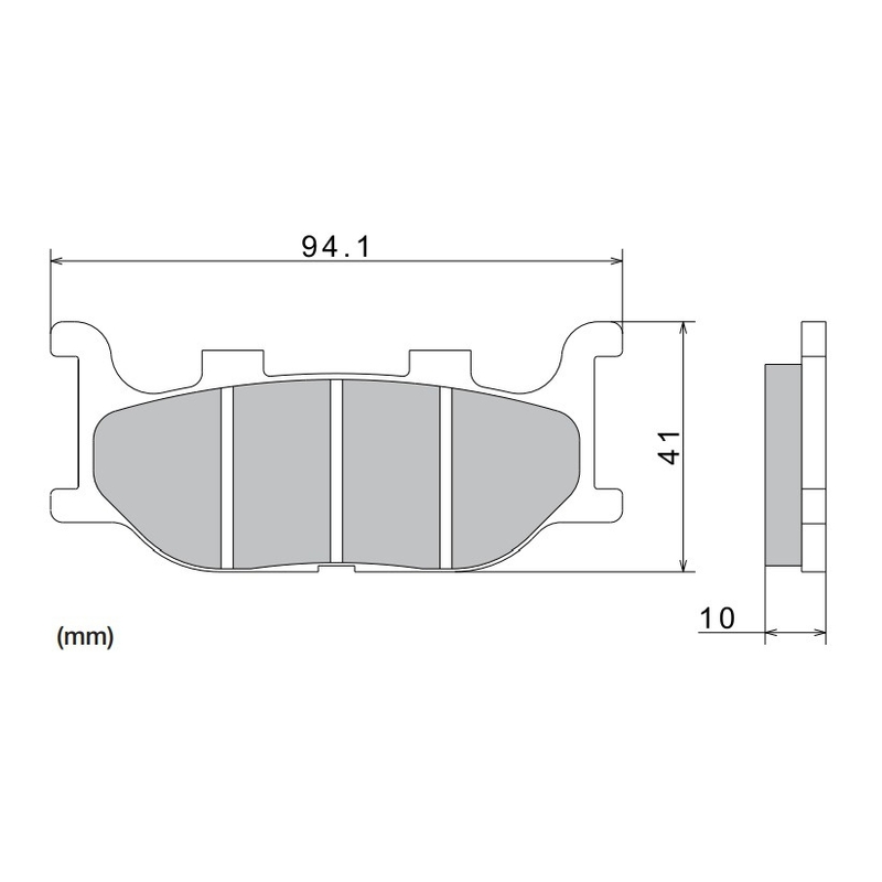 Plaquettes de frein NISSIN semi-métalliques 94,1 x 41 x 10 mm (2 unités)