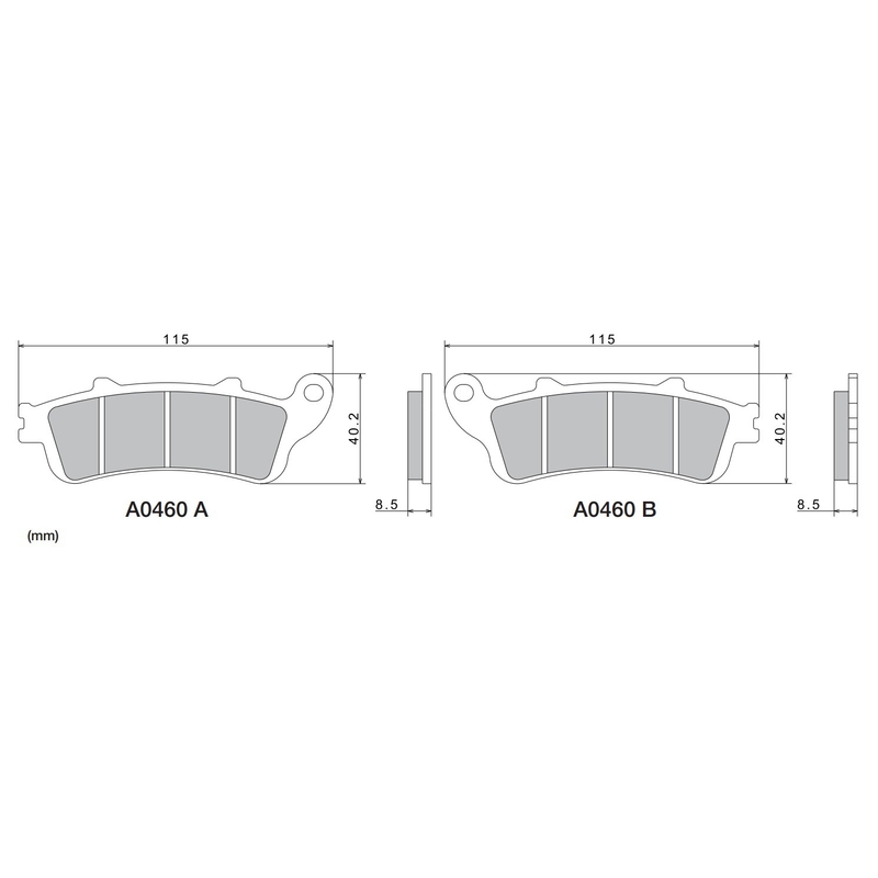 Plaquettes de frein NISSIN semi-métalliques 115 x 40,2 x 8,5 mm (2 unités)