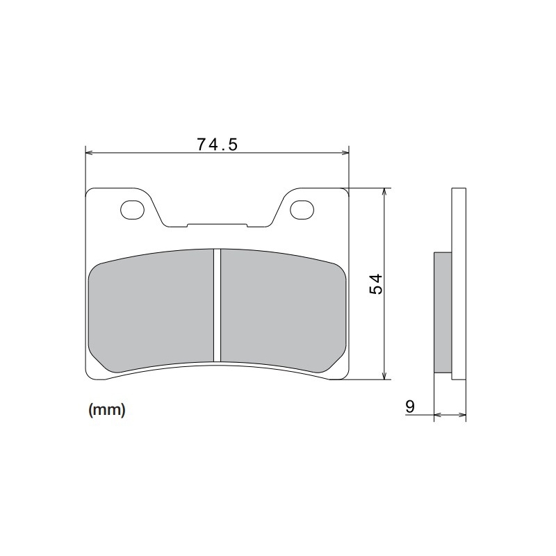 Plaquettes de frein NISSIN semi-métalliques 74,5 x 54 x 9 mm (2 pièces)