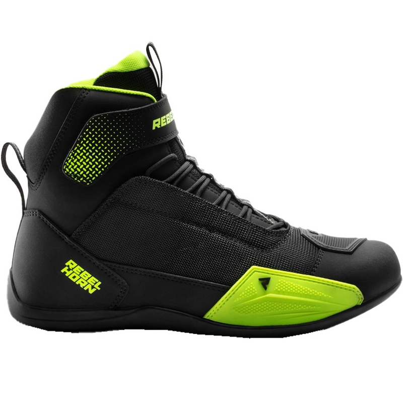 Bottes de moto Rebelhorn Swift noir et jaune fluo
