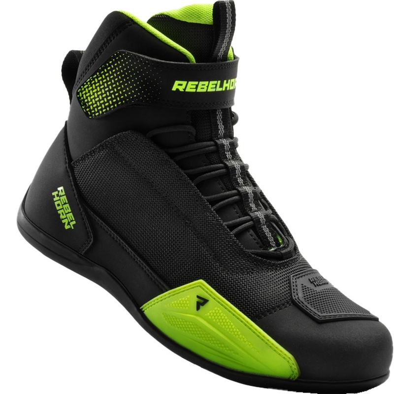 Bottes de moto Rebelhorn Swift noir et jaune fluo