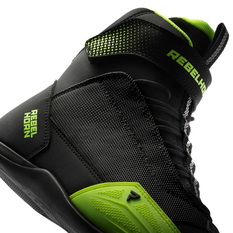 Bottes de moto Rebelhorn Swift noir et jaune fluo