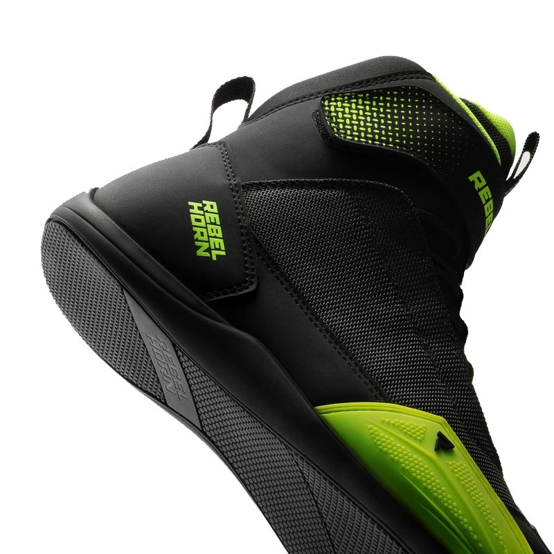Bottes de moto Rebelhorn Swift noir et jaune fluo