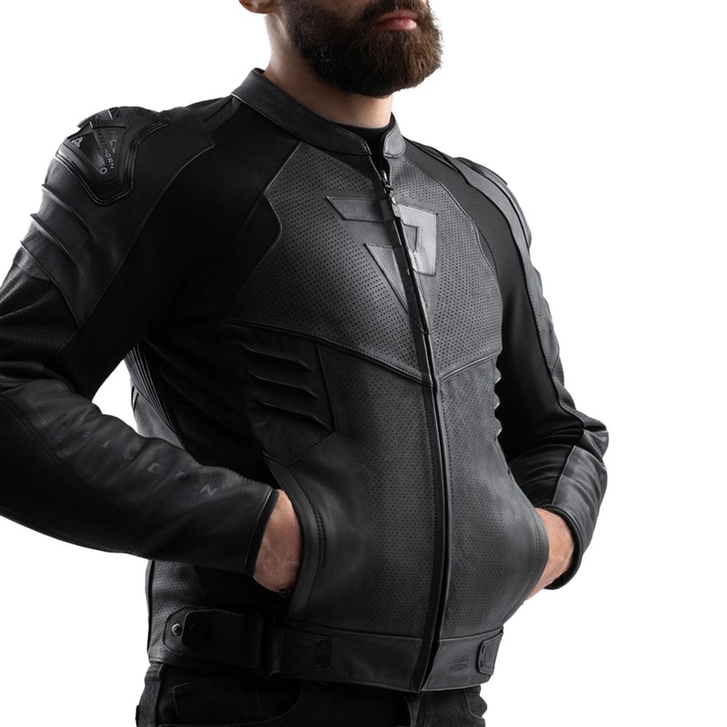 Blouson de moto en cuir noir Rebelhorn Vandal 2